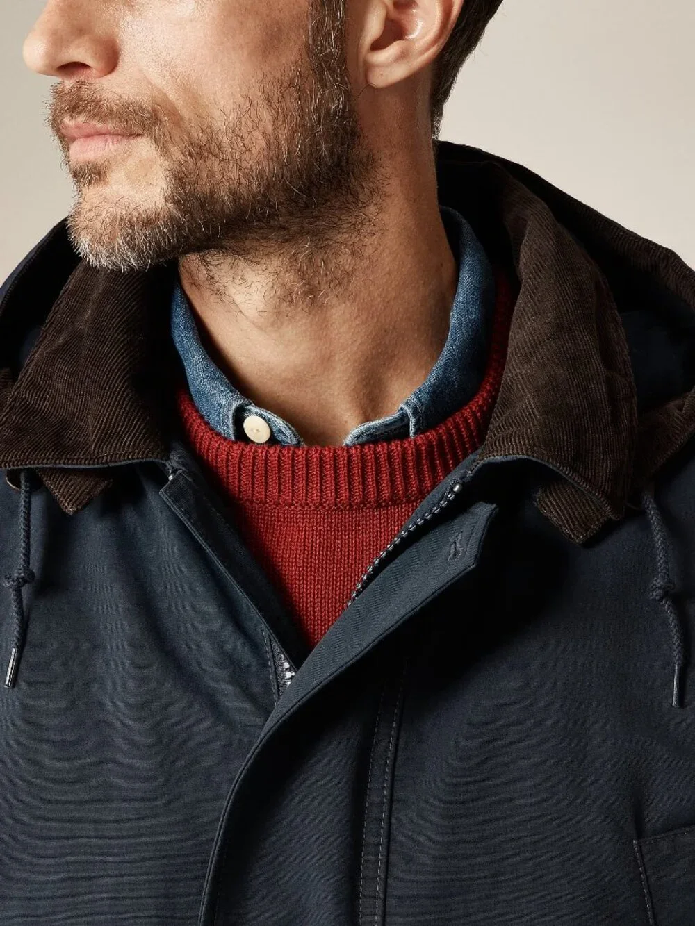 J. Crew Men's Navy Country Jacket Primaloft With Removable Hood CO040 Size Large